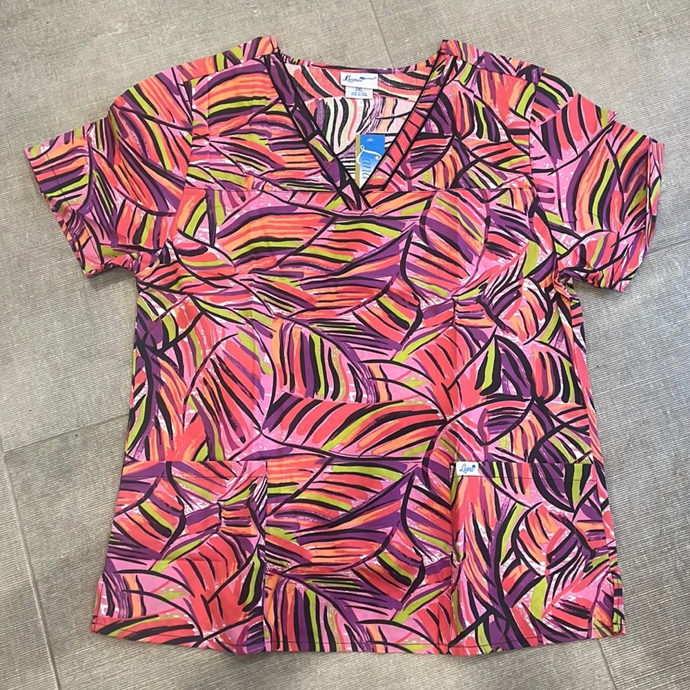 Size 2X printed scrubs top